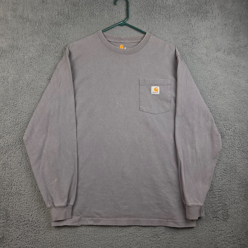 Carhartt Shirt Men's Medium Long Sleeve Pocket T Brownish/Gray Original Fit